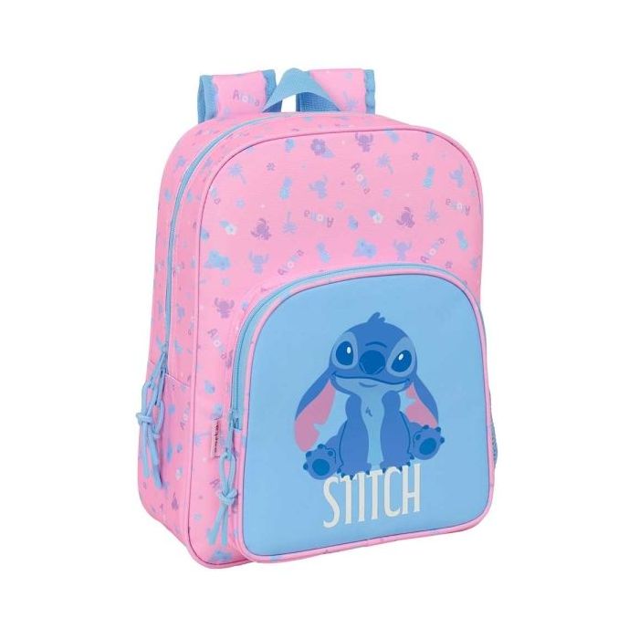Safta Stitch Bright Mochila Infantil - Adaptable a Carro - Portabotellas - Hombreras Ergonomicas - Bolsillo Frontal - 10L - 260x110x340mm - Color Rosa