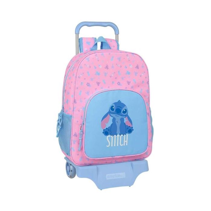 Safta Stitch Bright Mochila con Carro - Bolsillos Laterales - Tirador Doble - Bolsillo Frontal - Hombreras Acolchadas - Asa Superior - Mochila Extraible - Ruedas de Goma - 330x140x420mm - Color Rosa