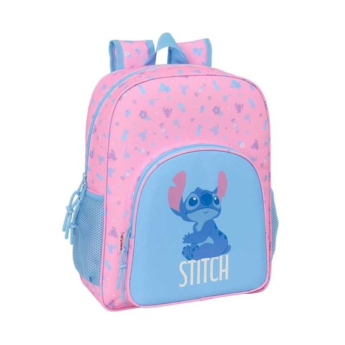 Safta Stitch Bright Mochila - Adaptable a Carro - Bolsillos Laterales - Doble Tirador - Hombreras Acolchadas - Bolsillo Frontal - Asa Superior - 15L - 320x120x380mm - Color Rosa