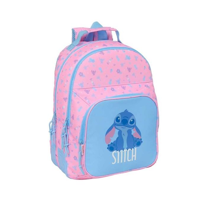 Safta Stitch Bright Mochila con 2 Compartimentos - Antirozaduras - Adaptable a Carro - Bolsillo Frontal - Portabotellas - Tirador Doble - Hombreras Ergonomicas - 20L - 320x150x420mm - Color Rosa