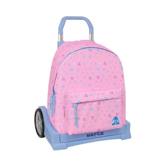 Safta Stitch Bright Mochila con Carro - Cremallera - Tirador Doble - Ruedas Antivibracion - Mochila Extraible - Sistema de Bloqueo - 330x150x420mm - Color Rosa