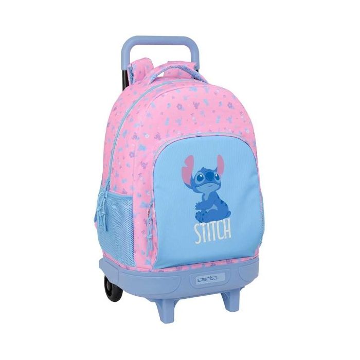 Safta Stitch Bright Mochila con Carro - Extraible - Bolsillo Frontal - Portabotellas - Hombreras Acolchadas - Asa Acolchada - Tarjeta ID - Bandeja PVC - Base Reforzada - 33L - 330x220x450mm - Color Rosa