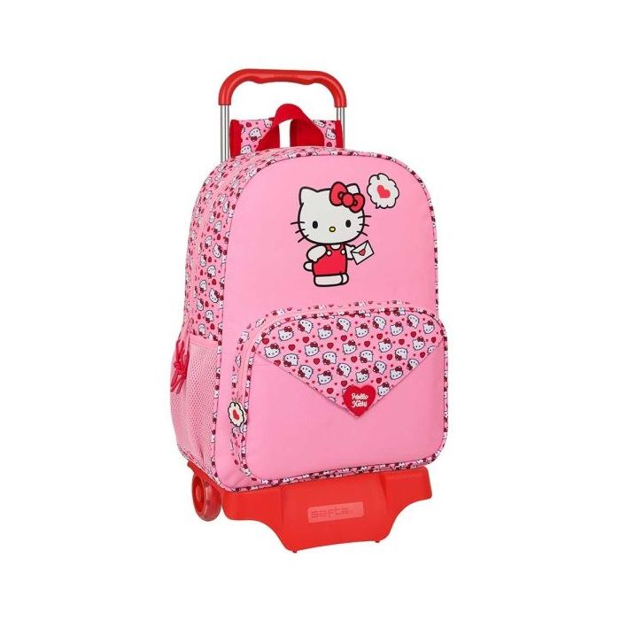Safta Hello Kitty Mochila con Carro - Portabotellas - Doble Tirador - Hombreras Ergonomicas - Mochila Extraible - Material Resistente - Ruedas de Goma - 21L - 330x140x420mm - Color Rosa