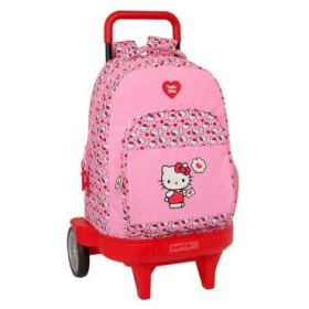 Safta Hello Kitty Mochila con Carro - Ruedas Antivibracion - Bolsillo Frontal - Hombreras Acolchadas - Portabotellas - Bandeja PVC Protectora - Alto Abierto 93cm - 33L - Color Rosa