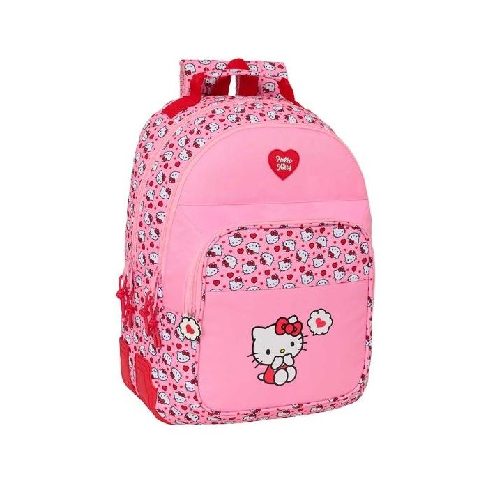 Safta Hello Kitty Mochila con 2 Compartimentos - Antirozaduras - Adaptable a Carro - Bolsillo Frontal - Portabotellas - Tirador Doble - Hombreras Ergonomicas - 20L - 320x150x420mm - Color Rosa