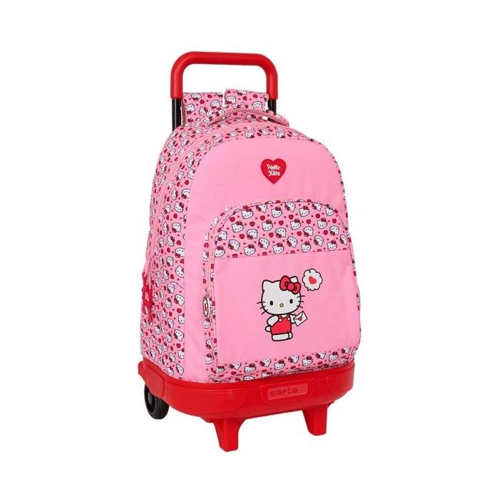 Safta Hello Kitty Mochila con Carro - Extraible - Bolsillo Frontal - Portabotellas - Doble Cremallera - Hombreras Acolchadas - Asa Acolchada - Tarjeta ID - Base Reforzada - 330x220x450mm - Color Rosa