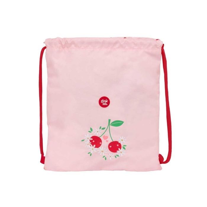 Safta Glowlab Frutitas Saco Plano - Bolsillo Interior con Cremallera - Cierre con Cordones - 5L - 350x10x400mm - Color Rosa