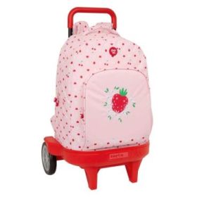 Safta Glowlab Frutitas Mochila con Carro - 33L - Ruedas Antivibracion - Asa Acolchada - Bolsillo Frontal - Portabotellas - Tarjeta ID - Mochila Extraible - 33x22x45cm - Color Rosa