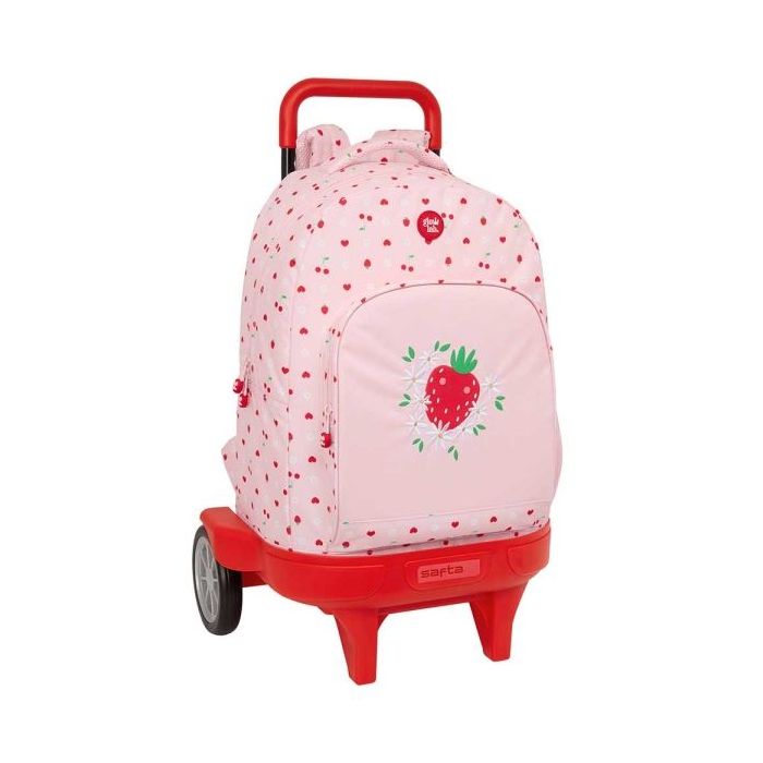 Safta Glowlab Frutitas Mochila con Carro - 33L - Ruedas Antivibracion - Asa Acolchada - Bolsillo Frontal - Portabotellas - Tarjeta ID - Mochila Extraible - 33x22x45cm - Color Rosa