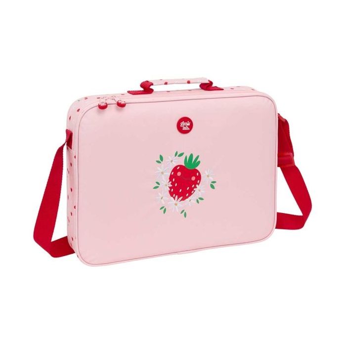 Safta Glowlab Frutitas Maletin con Cremallera - Bandolera Ajustable - Asa Forrada - Doble Tirador - Fondo Semirigido - 6L - 380x60x280mm - Color Rosa
