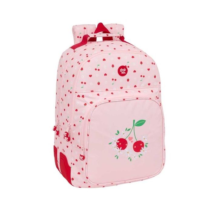 Safta Glowlab Frutitas Mochila con 2 Compartimentos - Antirozaduras - Adaptable a Carro - Bolsillo Frontal - Portabotellas - Tirador Doble - Hombreras Ergonomicas - 320x150x420mm - Color Rosa