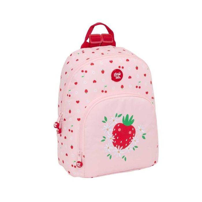 Safta Glowlab Frutitas Mini Mochila - Bolsillo Frontal - Tirador Doble - Bolsillo Trasero con Cremallera - Hombreras Ajustables - Asa Superior - 9.75L - 250x130x300mm - Color Rosa
