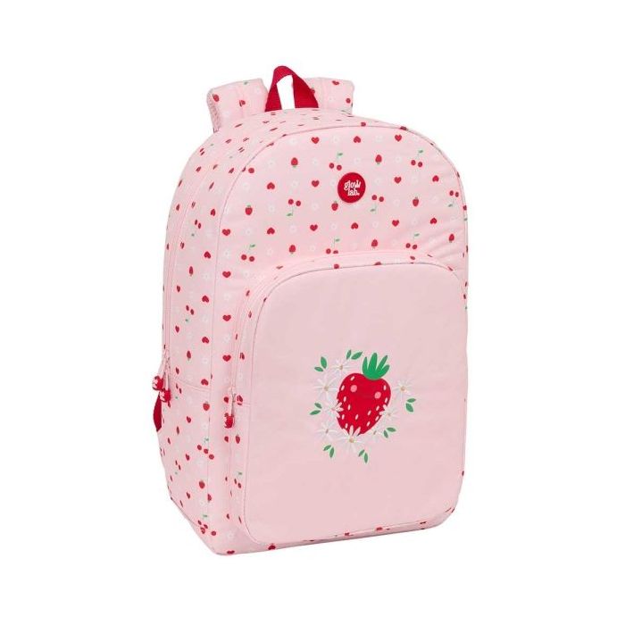 Safta Glowlab Frutitas Mochila Adaptable a Carro - Tirador Doble - Bolsillo Frontal - Hombreras Ergonomicas - Espalda Acolchada - Asa de Mano Superior - 19.30L - 300x140x460mm - Color Rosa