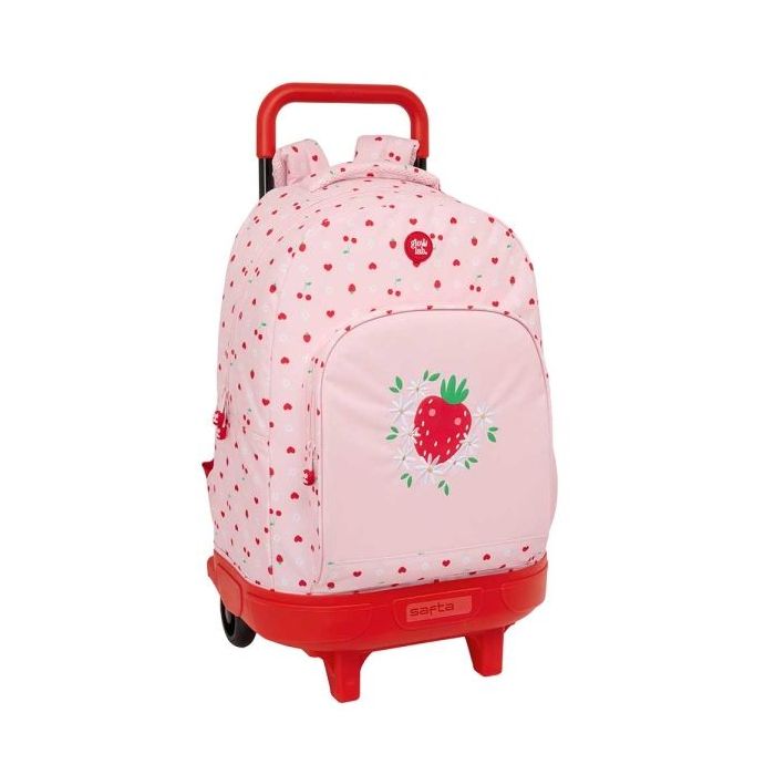 Safta Glowlab Frutitas Mochila con Carro - Extraible - Bolsillo Frontal - Portabotellas - Tirador Doble - Hombreras Acolchadas - Asa Acolchada - Tarjeta ID - 33L - 330x220x450mm - Color Rosa