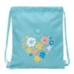 Safta Moos Fiori Saco Plano - Bolsillo con Cremallera - Cierre con Cordones - Material Reciclable - 5L - 350x10x400mm - Color Azul Claro