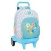 Safta Moos Fiori Mochila con Carro - Ruedas Antivibracion Ultrasilenciosas - Bolsillo Frontal - Portabotellas - Hombreras Acolchadas - Tarjeta ID - 330x220x450mm - Color Azul Claro