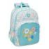 Safta Moos Fiori Mochila con 2 Compartimentos - Antirozaduras - Adaptable a Carro - Portabotellas - Tirador Doble - Material Reciclable - 20L - 320x150x420mm - Color Azul Claro