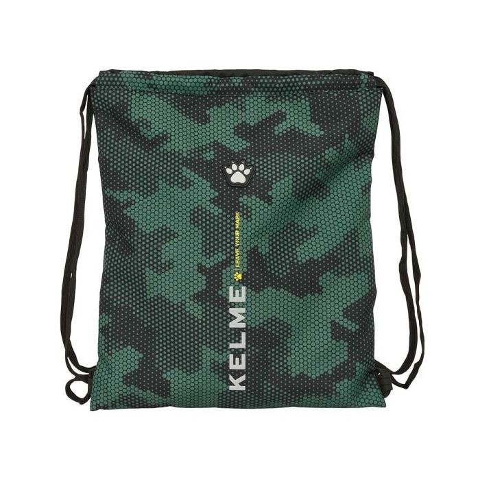 Safta Kelme Camo Saco Plano - Bolsillo con Cremallera - Cierre con Cordones - 5L - 350x10x400mm - Color Verde Camuflaje