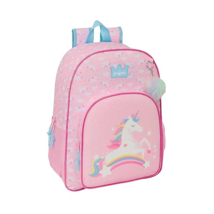 Safta Glowlab Kids Mochila Adaptable a Carro - Bolsillos Laterales - Doble Tirador - Hombreras Ergonomicas - Asa de Mano - Gran Capacidad - 330x140x420mm - Color Rosa