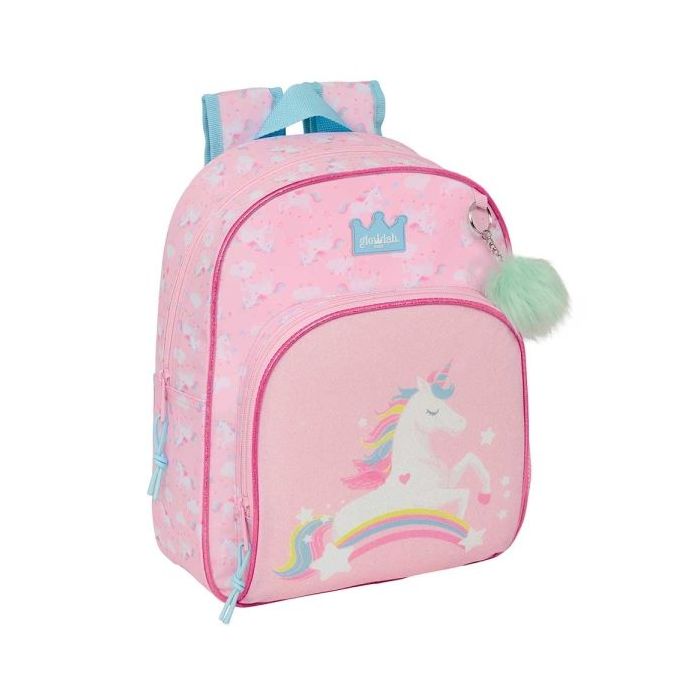 Safta Glowlab Kids Mochila Infantil - Adaptable a Carro - Portabotellas - Hombreras Acolchadas - Bolsillo Frontal - Asa Superior - 9.5L - 280x100x340mm - Color Rosa