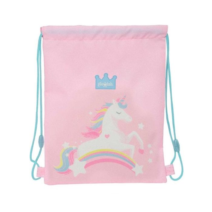 Safta Glowlab Kids Saco Plano - Bolsillo Interior con Cremallera - Cierre con Cordones - 3L - Uso Diario y Escolar - 260x10x340mm - Color Rosa