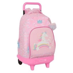 Safta Glowlab Kids Mochila con Carro - Bolsillo Frontal - Portabotellas - Tirador Doble - Hombreras Acolchadas - Tarjeta ID - 33L - 330x220x450mm - Color Rosa