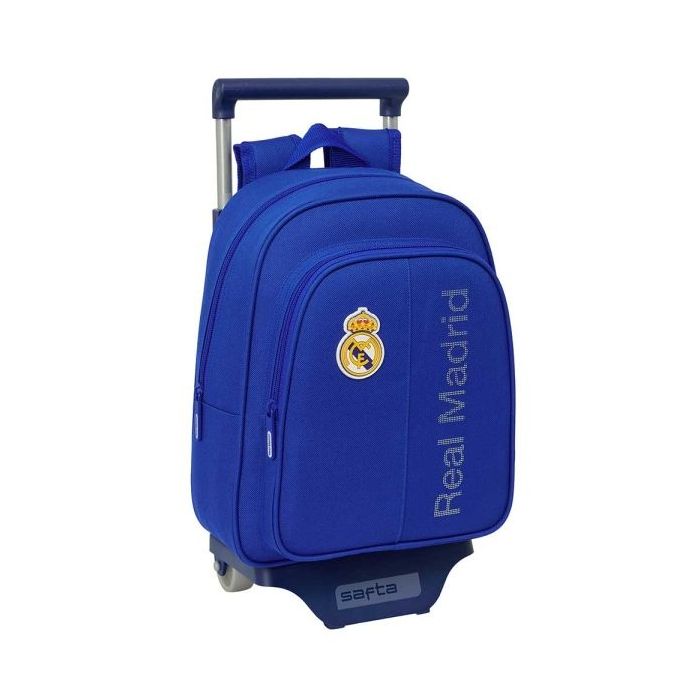 Safta Real Madrid Mochila con Carro - Portabotellas - Hombreras Acolchadas - Mochila Extraible - Carro Resistente - 10L - 27x10x67cm - Color Azul