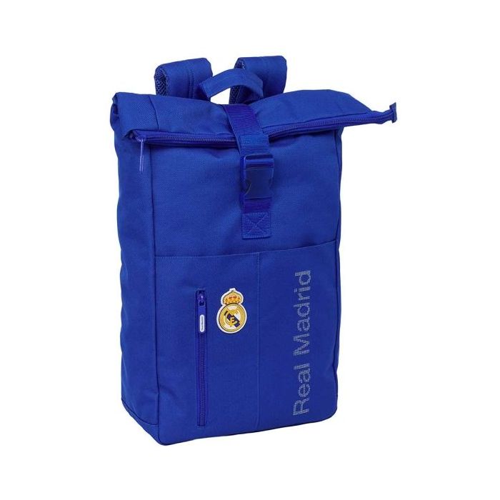 Safta Real Madrid Mochila para Portatil hasta 15.6" - Cremallera - Interior Acolchado - Bolsillo Frontal - Hombreras Acolchadas - Asa Superior - 15.3L - 280x130x420mm - Color Azul
