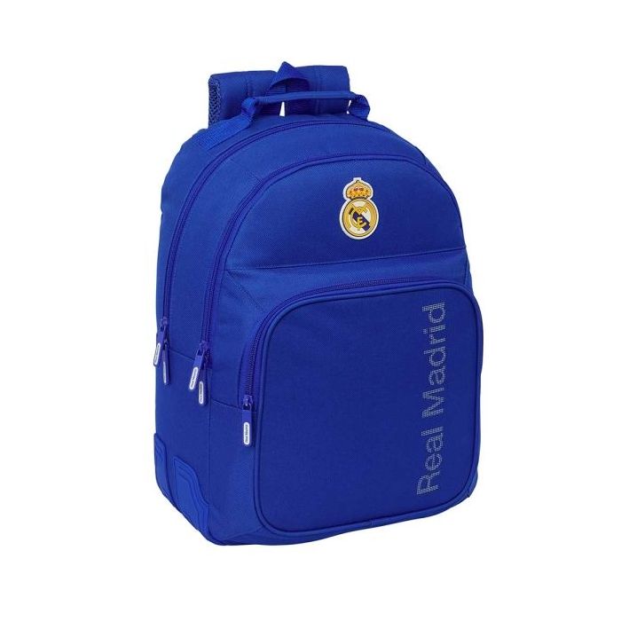 Safta Real Madrid Mochila con 2 Compartimentos - Antirozaduras - Adaptable a Carro - 2 Compartimentos - Portabotellas - Tirador Doble - Hombreras Ergonomicas - 20L - 320x150x420mm - Color Azul