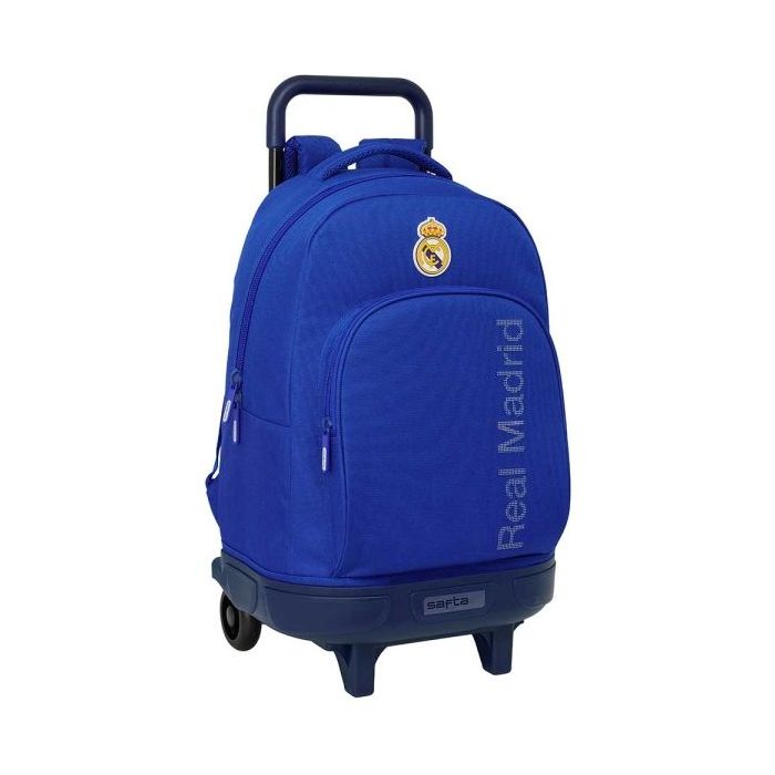 Safta Real Madrid Mochila con Carro - Extraible - Bolsillo Frontal - Portabotellas - Tirador Doble - Hombreras Acolchadas - Asa Acolchada - Tarjeta ID - Bandeja PVC - 330x220x450mm - Color Azul