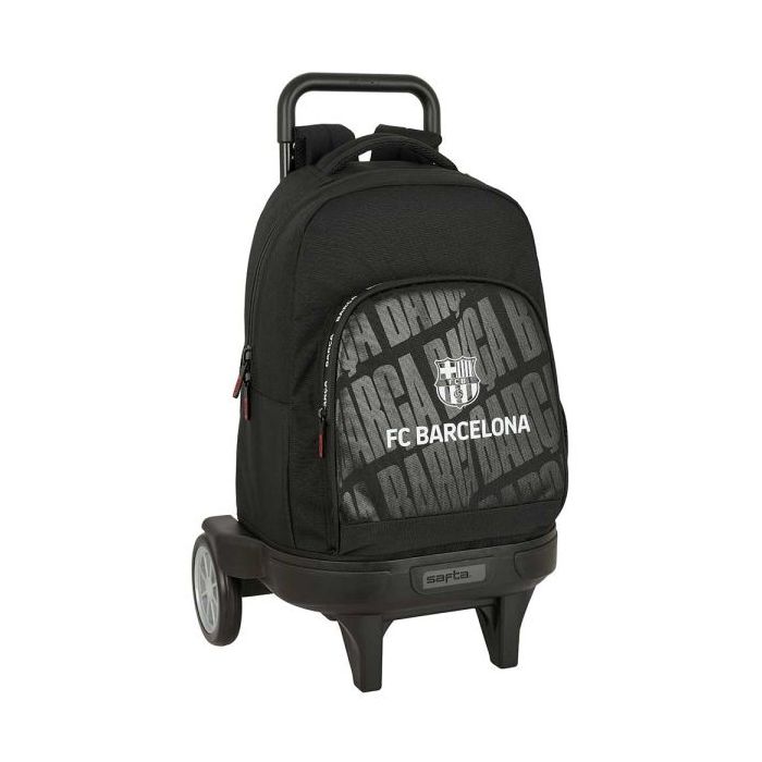 Safta F.C.Barcelona Mochila con Carro - Acolchada y Comoda - Bolsillo Frontal - Ruedas Antivibracion - 330x220x450mm - Color Negro