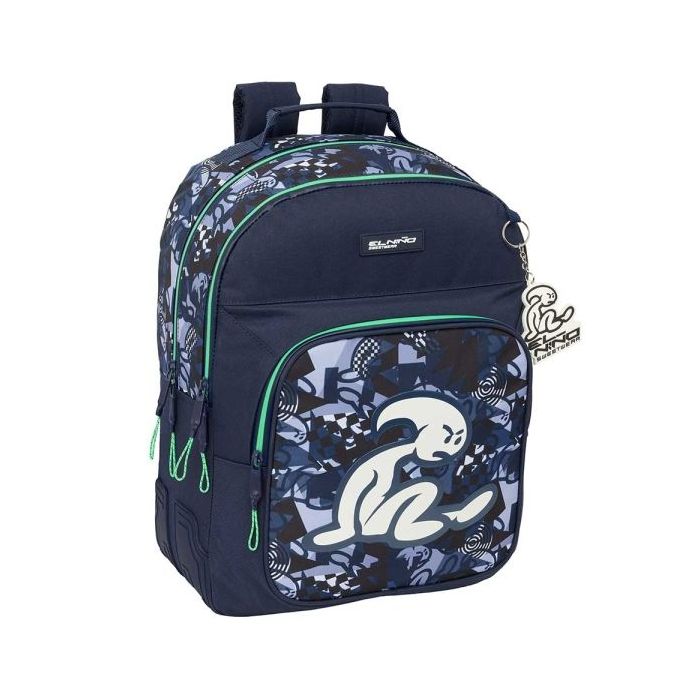 Safta el Niño Navy Mochila con 2 Compartimentos - Antirozaduras - Adaptable a Carro - Portabotellas - Cremalleras Dobles - Hombreras Acolchadas - 20L - 320x150x420mm - Color Azul Marino