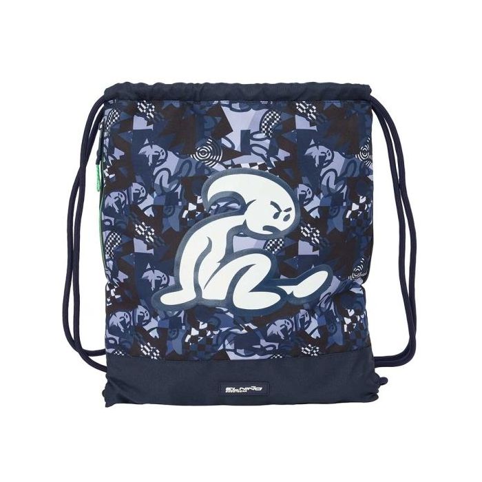 Safta el Niño Navy Saco Plano - Bolsillo con Cremallera - Cierre con Cordones - 5L - Ligero y Practico - Espacio Amplio - Facil de Transportar - 350x10x400mm - Color Azul Marino