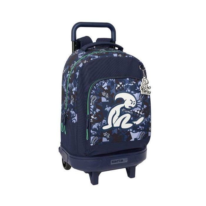 Safta el Niño Navy Mochila con Carro - Bolsillo Frontal - Portabotellas - Hombreras Acolchadas - Asa Acolchada - Tarjeta ID - Base Reforzada - 33L - 330x220x450mm - Color Azul Marino