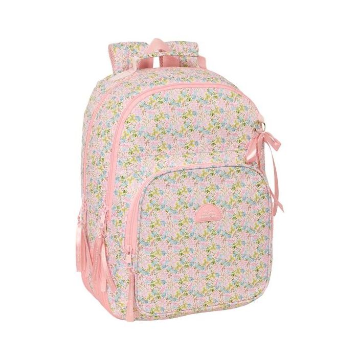 Safta Vmb Mochila con 2 Compartimentos - Cantoneras Antirozaduras - Adaptable a Carro - Bolsillo Frontal - Portabotellas - Tirador Doble - Hombreras Ergonomicas - 20L - 320x150x420mm - Color Rosa