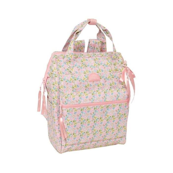 Safta VMB Mochila para Portatil hasta 13" - Interior Acolchado - Bolsillo con Cremallera - Asas Superiores - Hombreras Ergonomicas - Doble Tirador - Ligera y Resistente - 270x190x400mm - Color Rosa