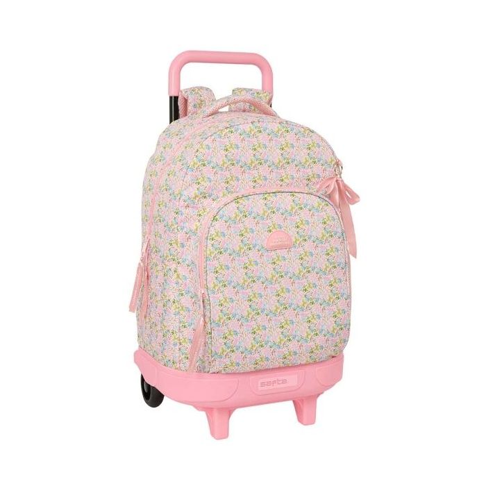 Safta VMB Mochila con Carro - Extraible - Bolsillo Frontal - Portabotellas - Tirador Doble - Hombreras Acolchadas - Asa Acolchada - Tarjeta ID - Base Reforzada - 33L - 330x220x450mm - Color Rosa
