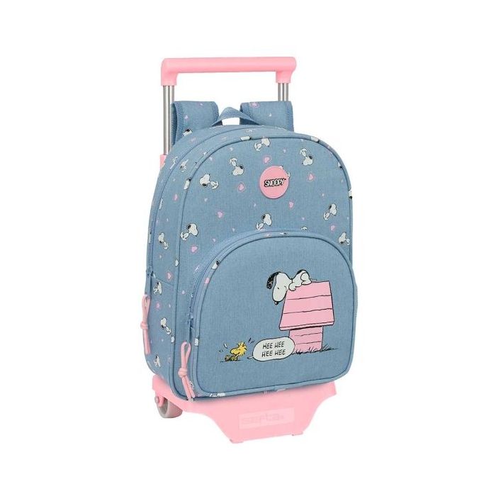 Safta Snoopy Mochila con Carro - Portabotellas - Hombreras Acolchadas - Mochila Extraible - Material Resistente - 10L - 26x11x67cm - Color Azul