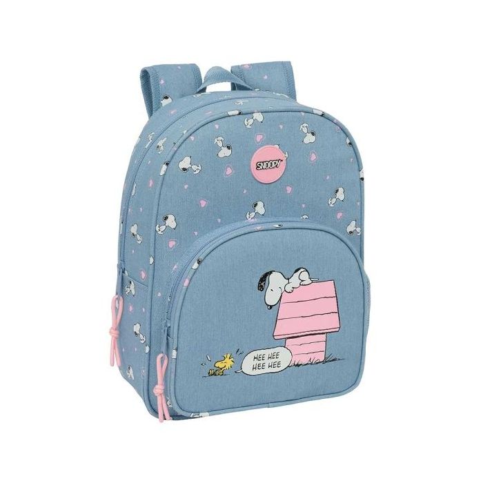 Safta Snoopy Mochila Infantil - Adaptable a Carro - Portabotellas - Hombreras Ergonomicas - Bolsillo Frontal - 10L - 260x110x340mm - Color Azul