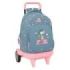 Safta Snoopy Mochila con Carro - Bolsillo Frontal - Portabotellas - Tirador Doble - Hombreras Acolchadas - Asa Acolchada - Tarjeta ID - Ruedas Antivibracion 9cm - 33L - 330x220x450mm - Color Azul
