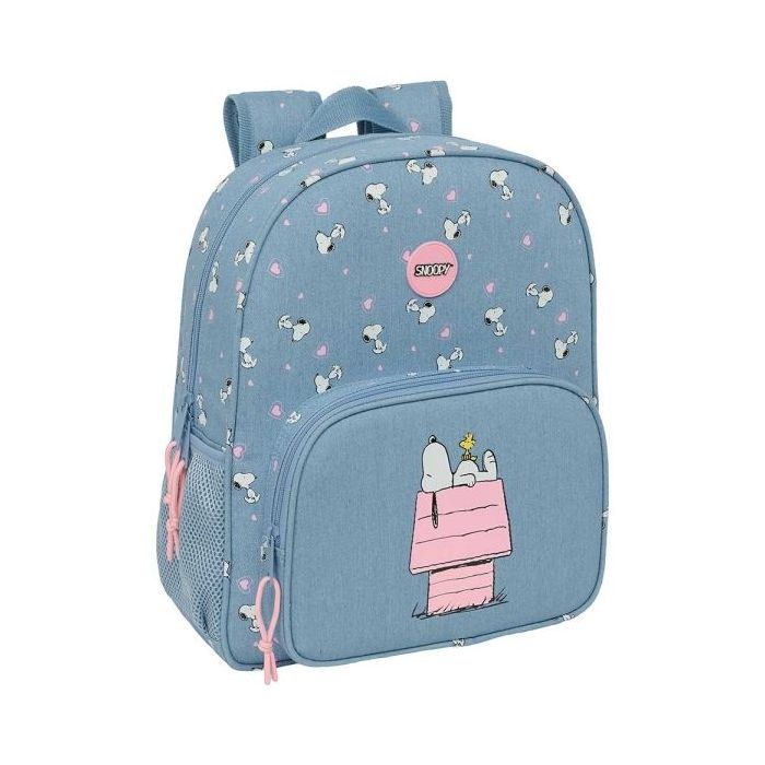 Safta Snoopy Mochila - Adaptable a Carro - Portabotellas - Tirador Doble - Hombreras Ergonomicas - Asa de Mano Superior - 320x120x380mm - Color Azul