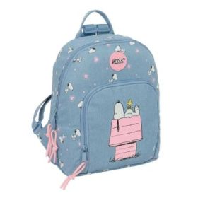 Safta Snoopy Mini Mochila - Bolsillo Frontal - Tirador Doble - Bolsillo Interior - Bolsillo Trasero Seguro - Hombreras Ajustables - Asa Superior - 250x130x300mm - Color Azul