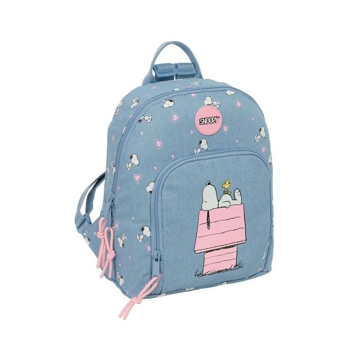 Safta Snoopy Mini Mochila - Bolsillo Frontal - Tirador Doble - Bolsillo Interior - Bolsillo Trasero Seguro - Hombreras Ajustables - Asa Superior - 250x130x300mm - Color Azul