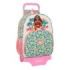 Safta Vaiana Mochila con Carro - Portabotellas - Doble Tirador en Cremallera - Hombreras Ergonomicas - Mochila Extraible - Carro Resistente - 21L - 330x140x420mm - Color Verde