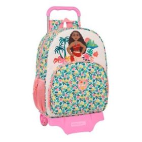 Safta Vaiana Mochila con Carro - Portabotellas - Doble Tirador en Cremallera - Hombreras Ergonomicas - Mochila Extraible - Carro Resistente - 21L - 330x140x420mm - Color Verde