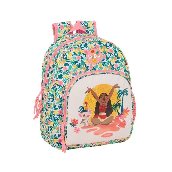 Safta Vaiana Mochila Infantil - Adaptable a Carro - Portabotellas - Hombreras Acolchadas - Bolsillo Frontal - Asa Superior - 9.5L - 280x100x340mm - Color Verde