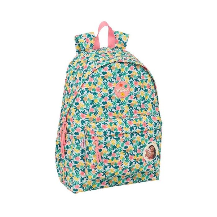 Safta Vaiana Mochila para Portatil hasta 14.1" - Bolsillo Frontal - Portabotellas - Tirador Doble - Hombreras Ergonomicas - Espalda Acolchada - Asa Superior - 17.3L - 310x130x430mm - Color Verde
