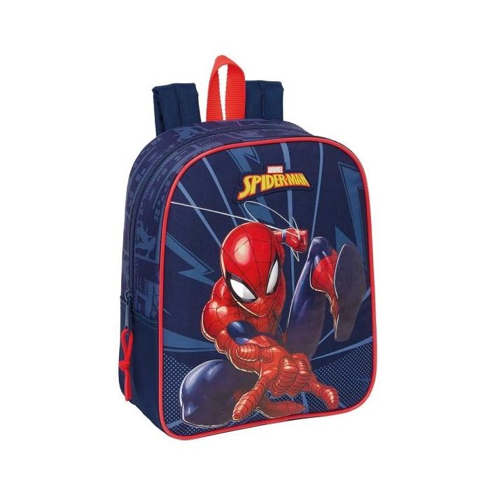 Safta Spider-Man Mochila Guarderia - Adaptable a Carro - Cremallera - Tarjeta de Identificacion - Asa Superior - 6L - 220x100x270mm - Color Azul Marino