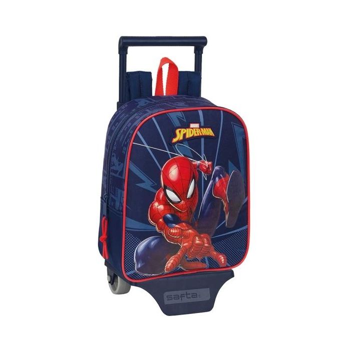 Safta Spider-Man Mochila con Carro - Tarjeta ID - Asa Superior - Mochila Extraible - Carro Resistente - 6L - 220x100x270mm - Color Azul Marino