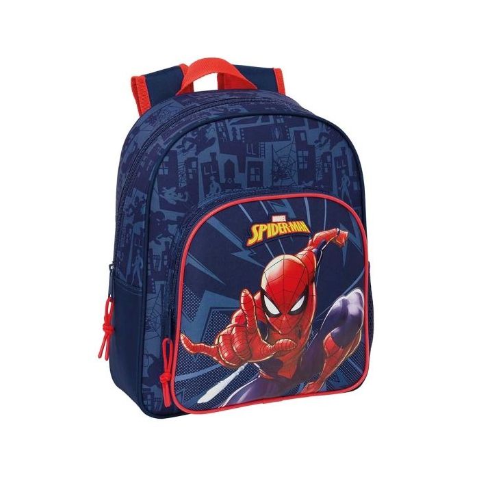 Safta Spider-Man Mochila Infantil - Adaptable a Carro - Portabotellas - Hombreras Acolchadas - Bolsillo Frontal - Asa Superior - 9L - 270x100x330mm - Color Azul Marino
